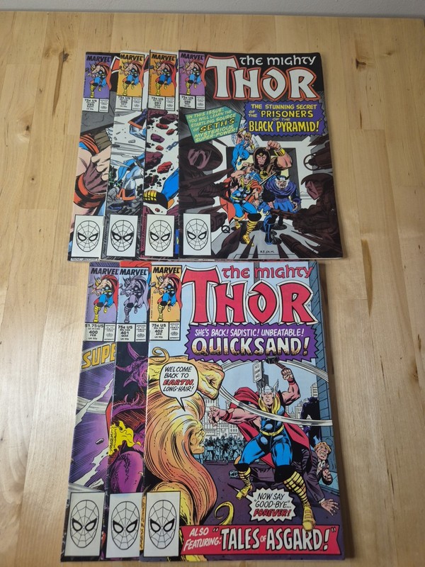 Thor Volume 1 Marvel Comic Bundle #395 through #402 (#399 Missing) 1988/1989