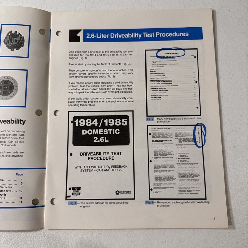 Chrysler 1985 Domestic & Import Engine Driveability Master Tech Reference Book gallery