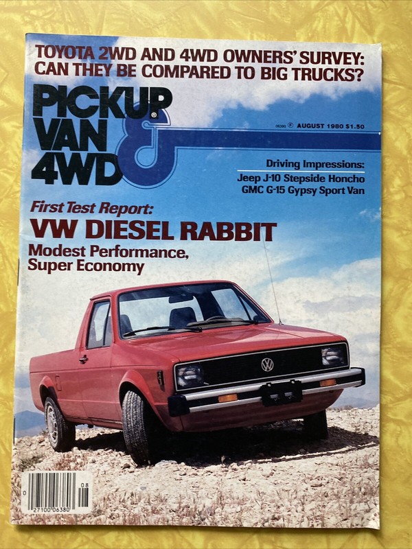Pickup Van & 4WD Magazine August 1980 Rare HTF Custom Trucks vw diesel rabbit