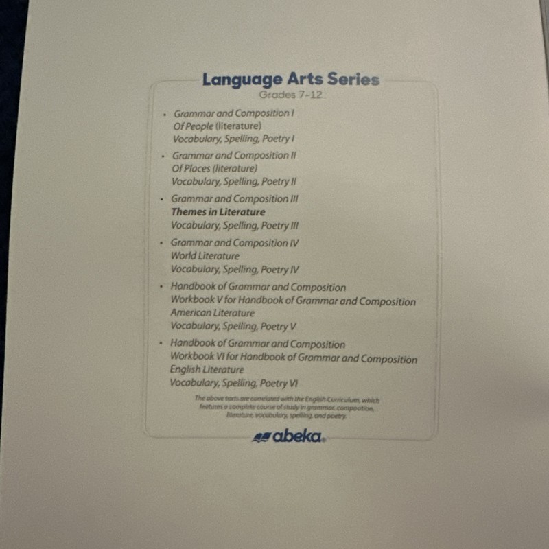 Abeka Themes In Literature 9th Grade Student Textbook Current Fifth Edition Book gallery