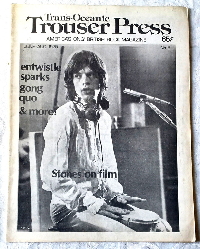 Trouser Press Magazine Trans-Oceanic #9 June 1975 Mick Jagger Near MINT COND Q2