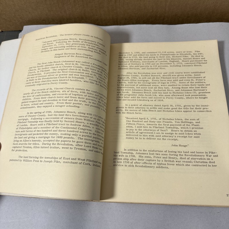 The Jeremiah Hench Family 1972 First Edition Genealogy Book Johannes Fench Rare gallery