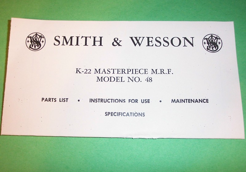 SMITH & WESSON K-22 MASTERPIECE MO. N0. 48 GUIDE MANUAL