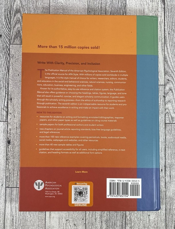 APA Publication Manual 7th Seventh Edition Official APA Style Guide HARDCOVER gallery