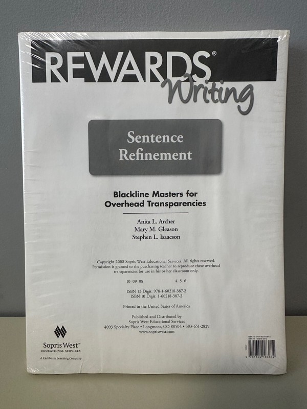 Rewards Writing : Sentence Refinement Transparencies by Mary Gleason, Anita…