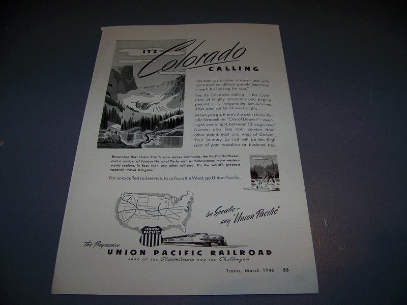 VINTAGE..1946 UNION PACIFIC RAILROAD «COLORADO»..1-PAGE SALES AD..RARE! (836S)