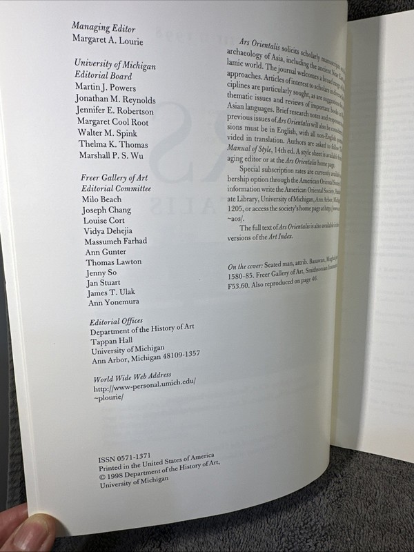 ARS ORIENTALIS XXVIII 1998 by Margaret A. Lourie 75th Anniv Freer Gallery Of Art gallery