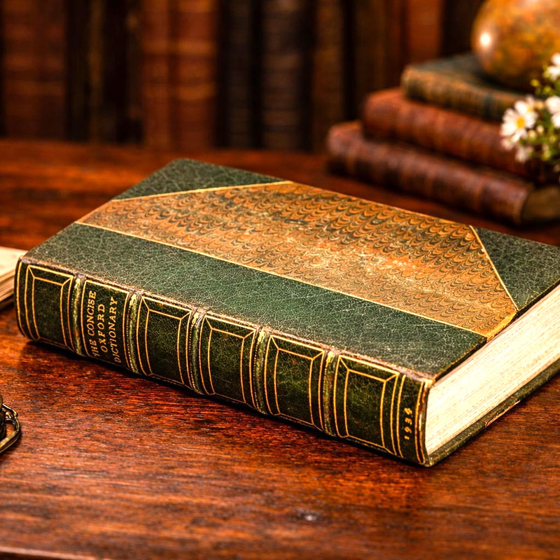 Rare Luxury Edition Concise Oxford Dictionary 1934 Leather Spine Antique Book