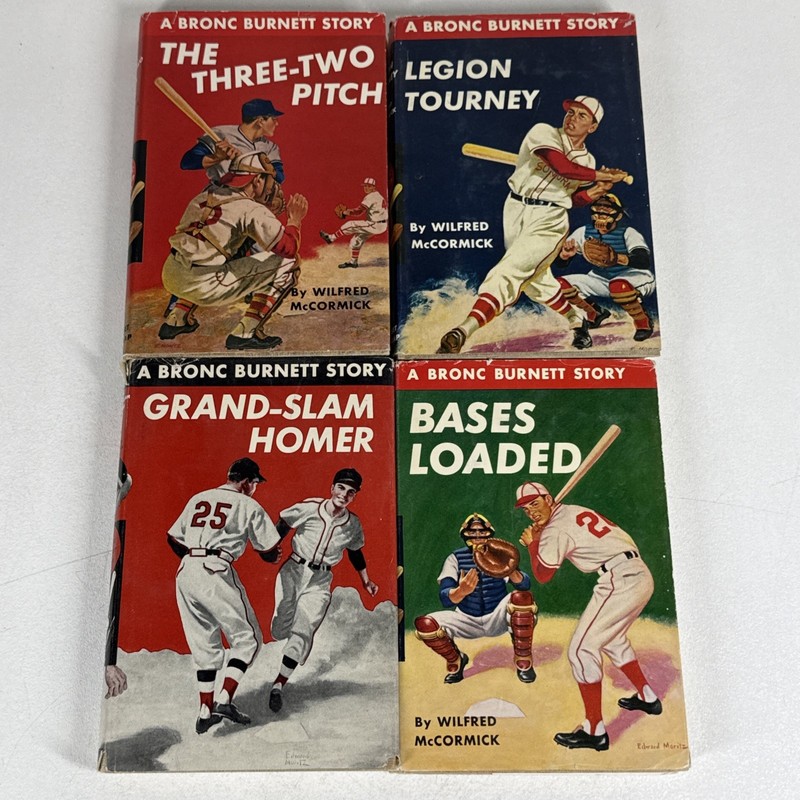 A Bronc Burnett Story Lot Of 4 Vintage Baseball Books Wilfred McCormick HC