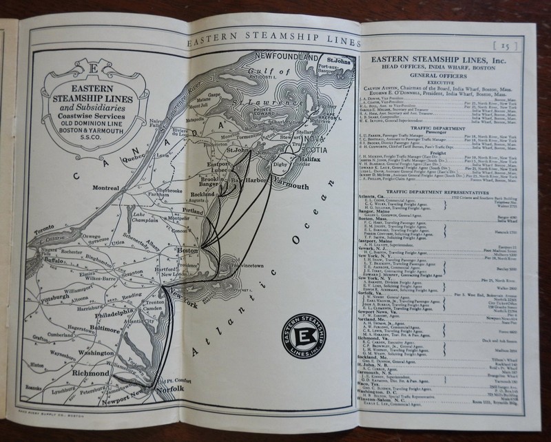Eastern Steamship Lines 1930 illustrated travel brochure with map gallery