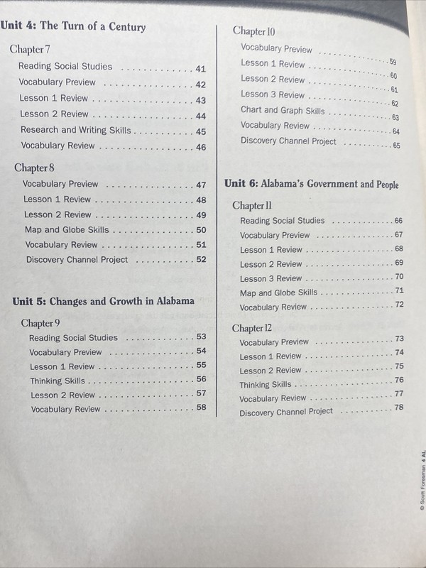 WORKBOOK SCOTT FORESMAN SOCIAL STUDIES: ALABAMA. A61 gallery