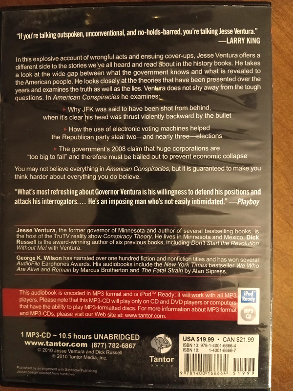 ~ JESSE VENTURA American Conspiracies Unabridged Audiobook MP3- CD ~ gallery