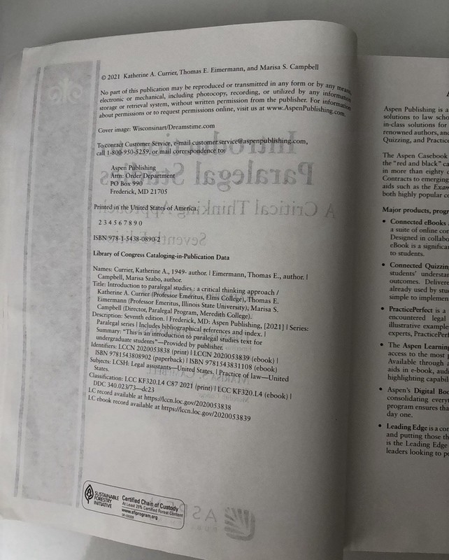 Aspen Paralegal Ser.: Introduction to Paralegal Studies Seventh Edition Textbook gallery