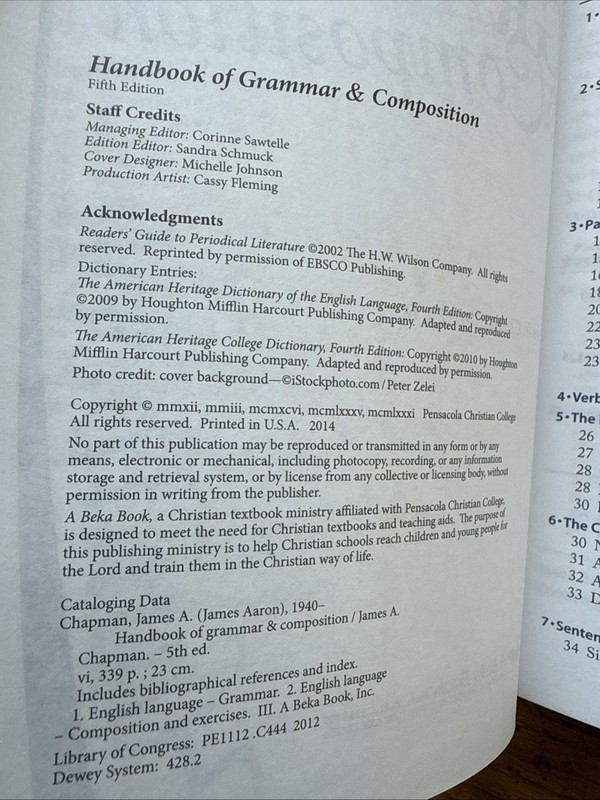 Abeka Handbook Of Grammar & Composition Current Fifth Edition High School Level gallery