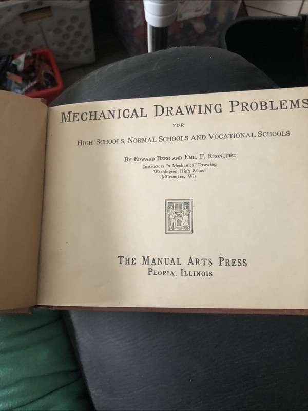 HTF Antique 1927 Mechanical Drawing Problems HC Berg & Kronquist School Textbook gallery