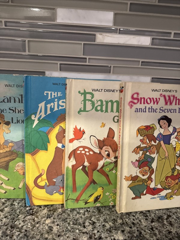 Vtg 1975 Walt Disney Wonderful World Of Reading 4 Book Lot Bambi Lion Aristocrat