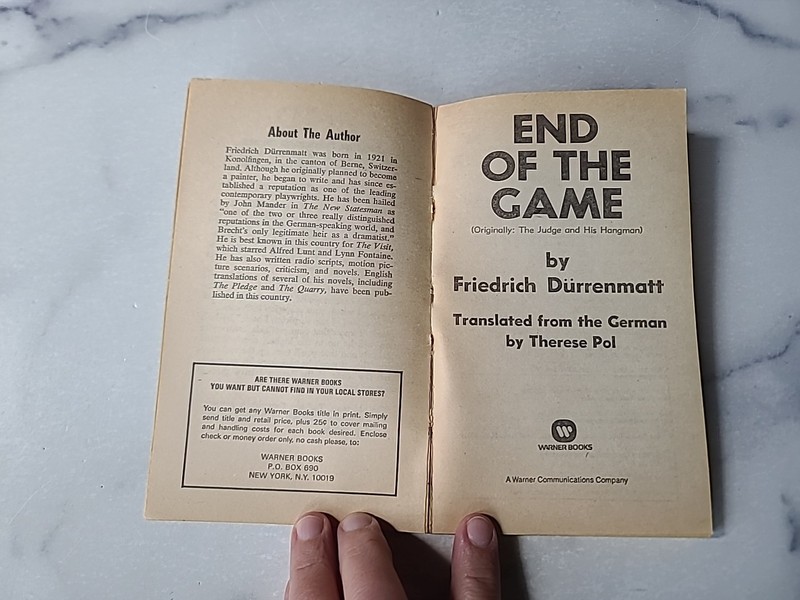 End Of The Game By Friedrich Durrenmatt Paperback gallery