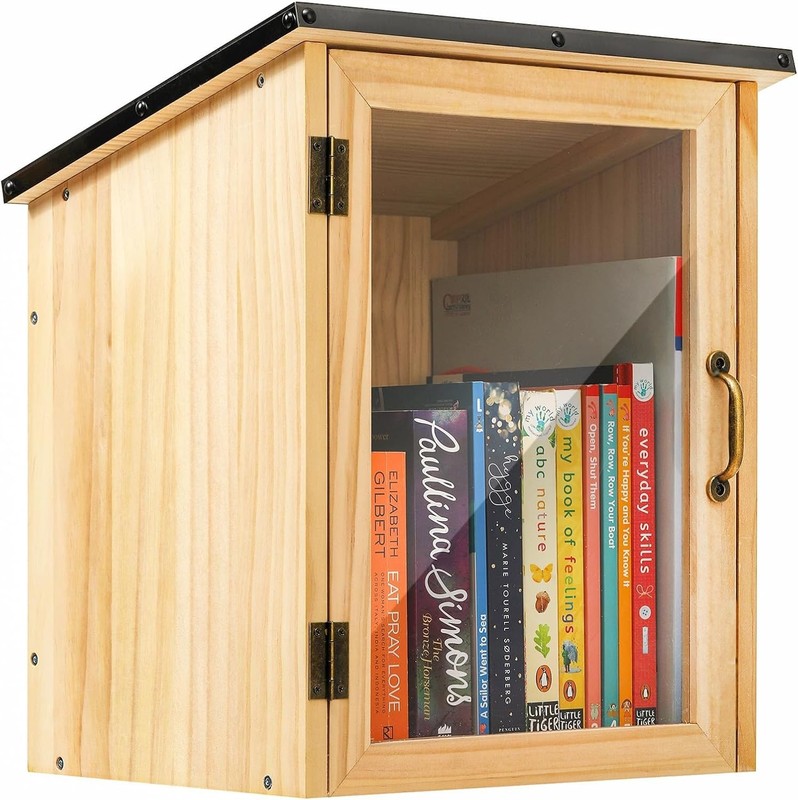 Little Library Box Outdoor, Waterproof Outdoor Library Book Box, Little Wood Cab