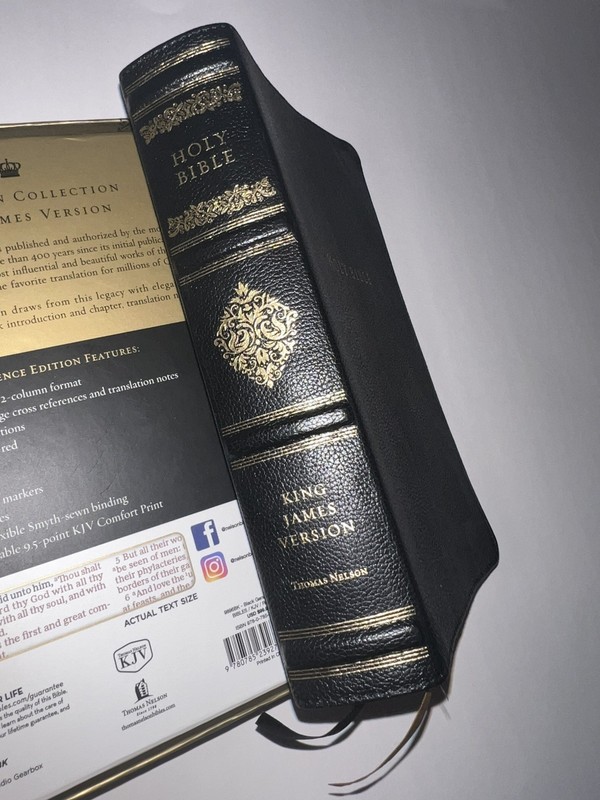 KJV Holy Bible Personal Size Sovereign Collection Black Leather by Thomas Nelson gallery