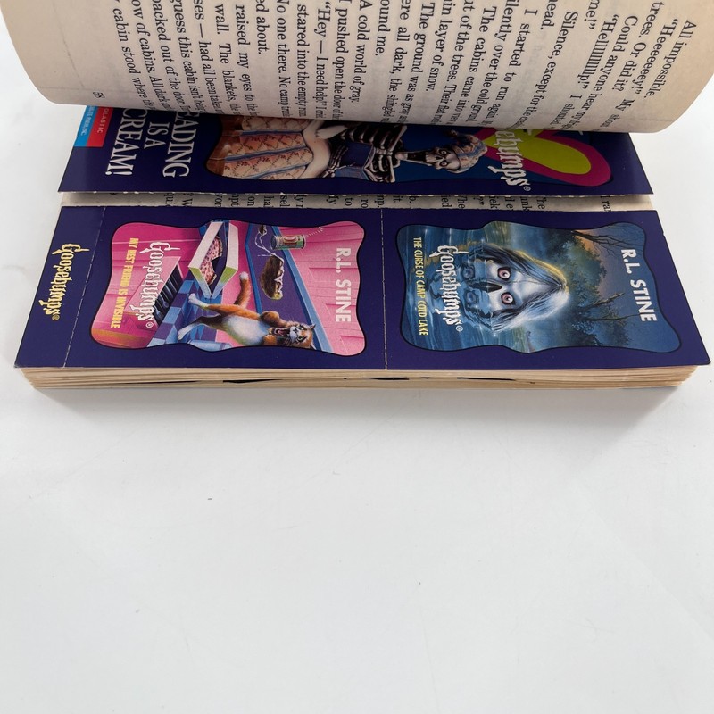 Goosebumps #56 The Curse of Camp Cold Lake R.L. Stine 1st Print w Bookmark Cards gallery