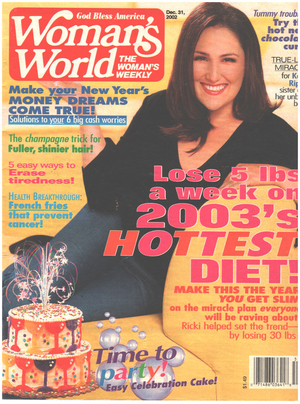 WOMANS WORLD Magazine December 31 2002 Ricki Lake Hottest Diet Lose 5 Lbs A Week