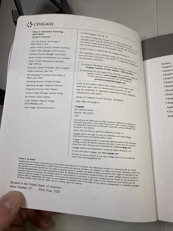 Ethics in Information Technology by George Reynolds Sixth 6th Edition PB 2019 6E gallery