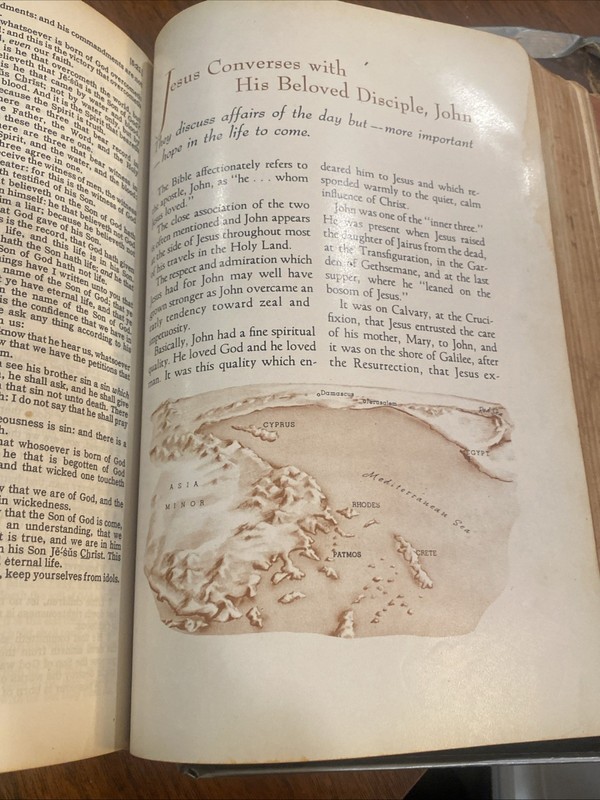 Holy Bible The King James Edition 1955 Red & Leather Illustrations Evans Family gallery