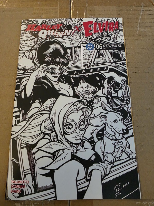 Harley Quinn X Elvira #6 Blind Bag black and white trade variant