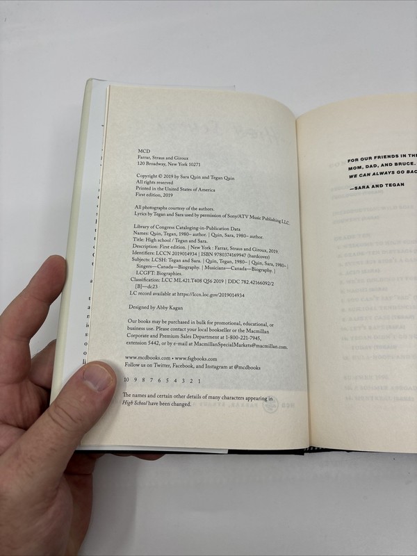 Tegan & Sarah HIgh School 2019 SIGNED 1st Ed. 1st Printing FINE gallery