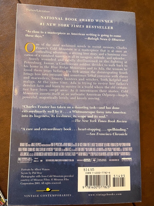 Cold Mountain; Vintage Contemporaries - paperback, 9781400077823, Frazier gallery