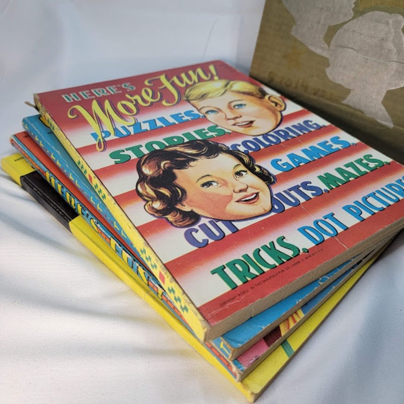 Here's Fun Activity Set of 4 Joe Naef Dorothy Downs Emma C McKean Saalfield 1955 gallery