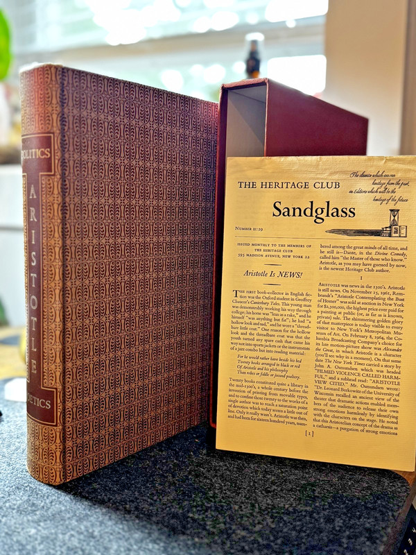 Aristotle – POLITICS & POETICS – Heritage Press 1964 – Slipcase & Sandglass