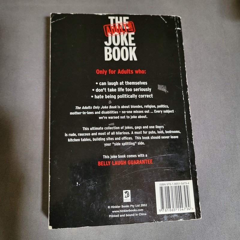 Adults Only Joke Book by Scribblers and Writers Pty Ltd (2002, Trade Paperback) gallery