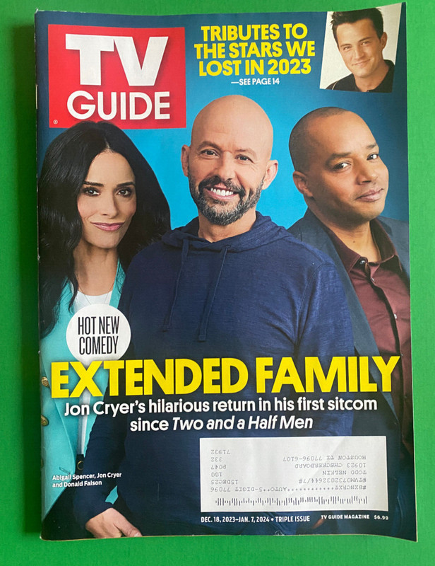 TV GUIDE Dec 202- Extended Family-Abigail Spencer/Jon Cryer/Donald Faison