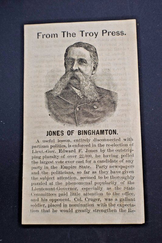 Ca 1891 General Edward F Jones of Binghamton, Lt Gov of NY by Troy Press