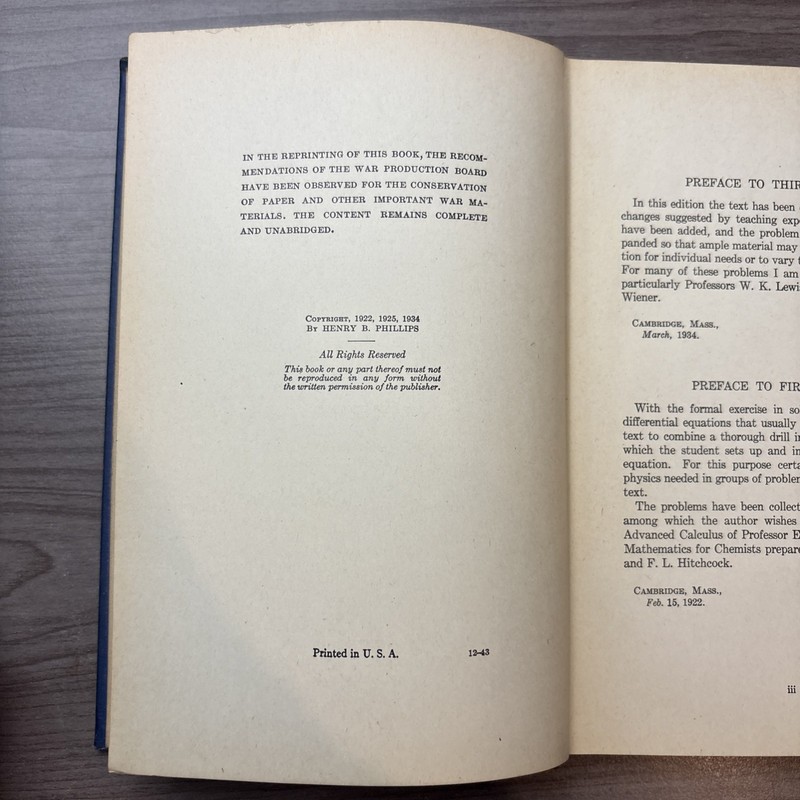 Differential Equations, 3ed Ed, 149 pages with illustrations. by H.B. Phillips gallery