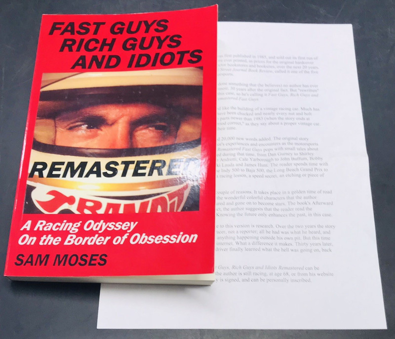 Signed FAST GUYS RICH GUYS AND IDIOTS REMASTERED by Sam Moses Racing 296 Pages