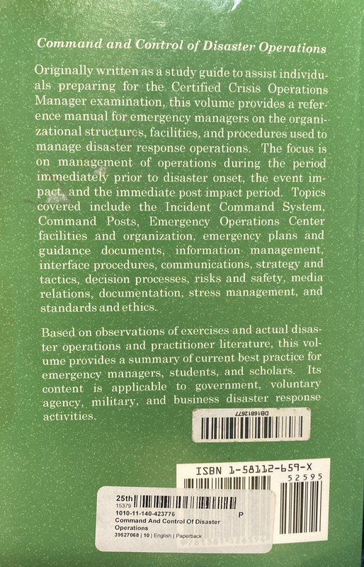 Command and Control of Disaster Operations by Walter G. Green III (Trade... gallery