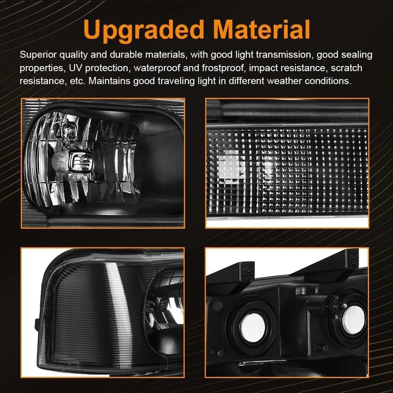 4Pcs Headlight Assembly, Headlights Kit Compatible with 2003-2014 Chevy Express gallery