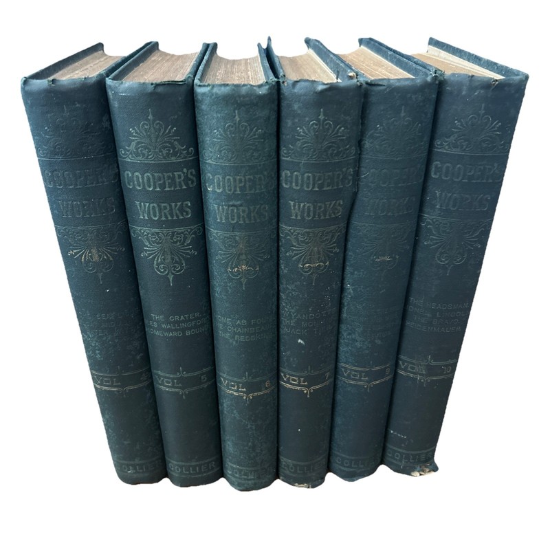 Lot 6 Antique 1891 Cooper Green Gold Book Decor Dark Academia Prop Staging Stack