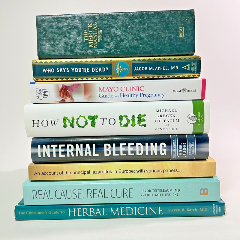 Medical Health Reference Book Lot x8 Merck Manual Internal Bleeding Signed Mayo