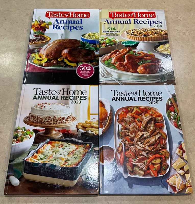 Taste of Home Annual Recipes -4 Cookbooks Hardcover Family Meals Cooking Ideas