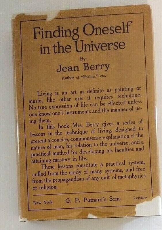 Finding Oneself in the Universe by Jean Berry 1923 HCDJ Original Rare Book