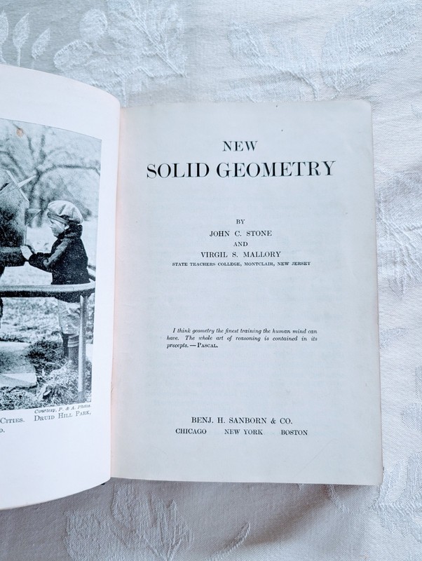Antique 1937 New Solid Geometry Stone Mallory HC Textbook School Paper Ephemera gallery