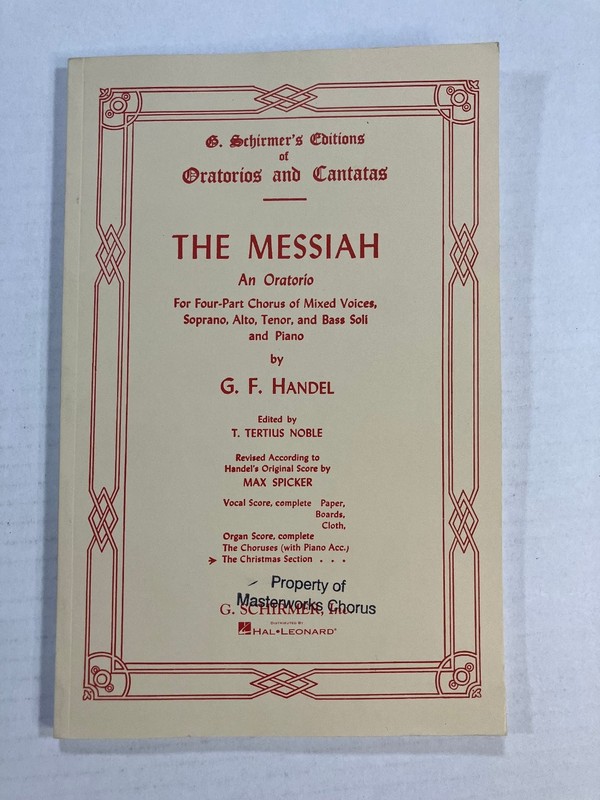 The Messiah G.F. Handel 1912 Edition Oratorio Vocal Score G. Schirmer Paperback
