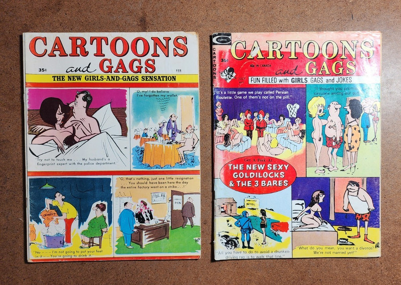 CARTOONS AND GAGS – 2 Vtg Adult Humor Cartoon Books / Magazines From 1968 & 1972