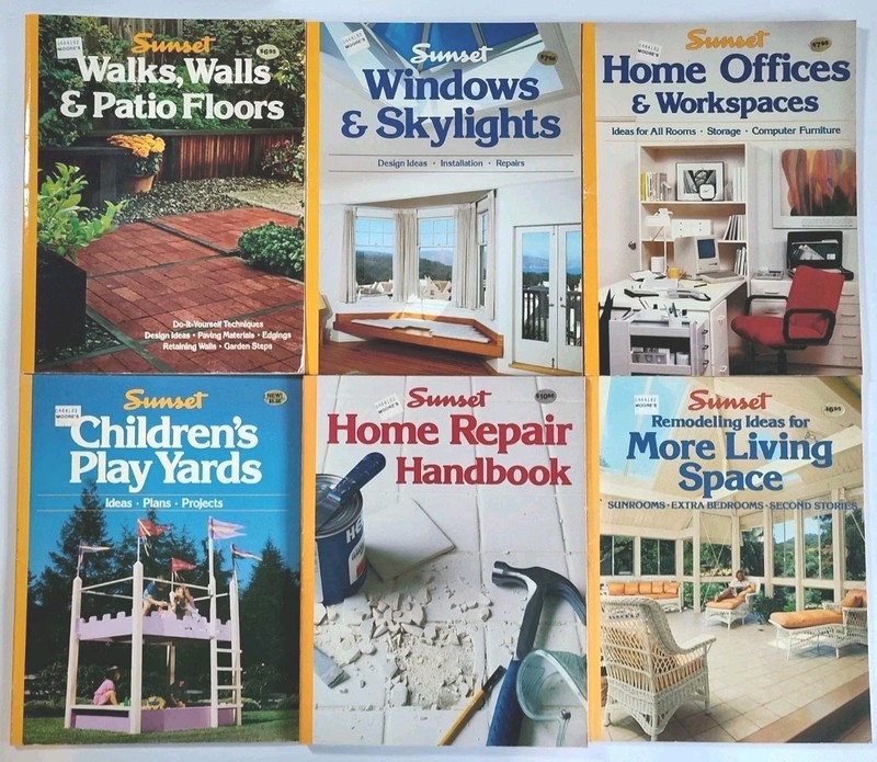 Vintage Sunset Books Lot 6 1980s DIY Home Repair Office Patio Play Yard Skylight