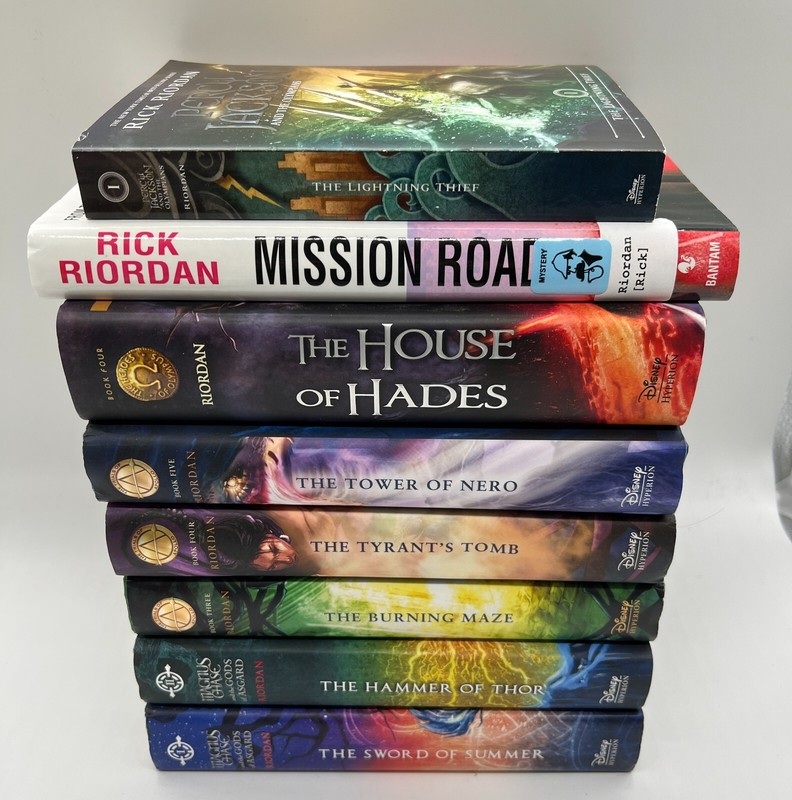 8 RICK RIORDAN books lot of 7 HB and 1 PB – all in Good to Very Good Condition