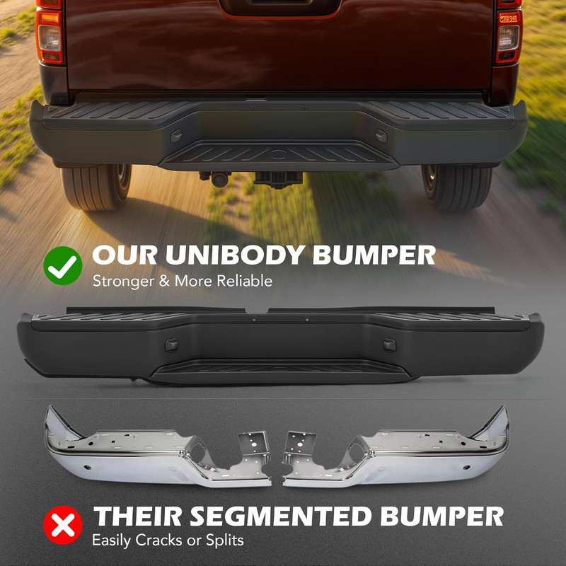 Rear Bumper Compatible with 2005-2021 Nissan Frontier,Black Steel Rear Bumper,Ni gallery