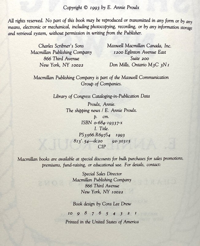 E Annie Proulx - The Shipping News - 1st 1st - PULITZER & NBA Prize / Basis Film gallery